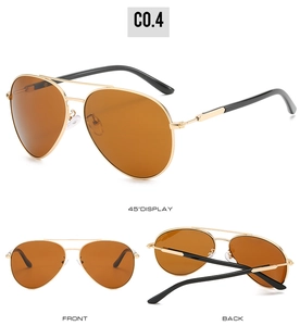 Occhiali da sole aviator polarizzati con montatura in metallo oro e lenti marroni