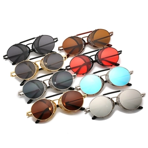 Lunettes de soleil steampunk avec protections latérales en maille et verres ronds