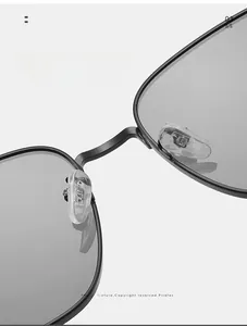 Macro shot of comfortable silicone nose pads with engraved detail on metal sunglasses