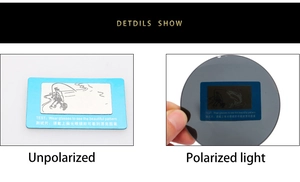 Detailed comparison showing polarized lens effectiveness with fishing test card view