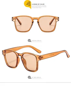 Detail view of light brown sunglasses model S3343 with dimensions printed on the temple