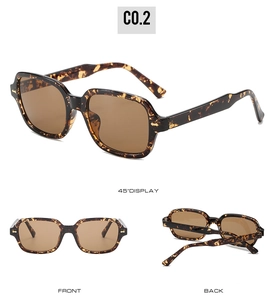 Three-angle view of tortoiseshell square sunglasses with amber frames and brown lenses