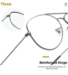 Close-up of reinforced metal hinges on classic aviator style glasses frames