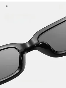 Close-up of comfortable integrated nose pads on black square frame sunglasses