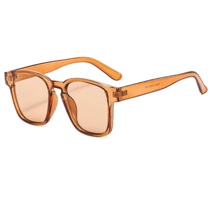 Classic amber square frame sunglasses with transparent finish and tinted fashion lenses