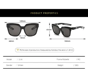 Detaillierte Größentabelle und Maße für die trendige quadratische Unisex-Sonnenbrille