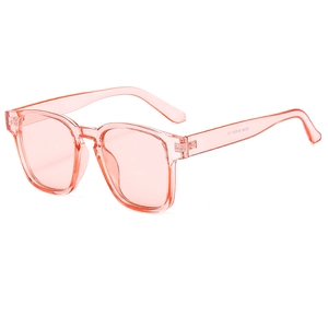 Modern square pink transparent sunglasses with stylish resin frame for outdoor fashion