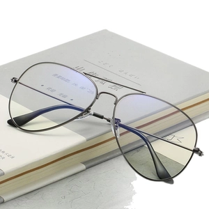 Classic aviator metal glasses frame with black double-bridge design and anti-blue light lenses