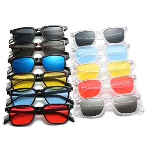 Classic retro square sunglasses set with metal rivet accents and colorful mirrored lenses