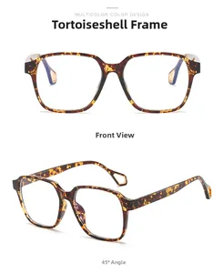 Nahaufnahme der modischen quadratischen Brille in Schildpatt-Optik mit hohlen Bügeln