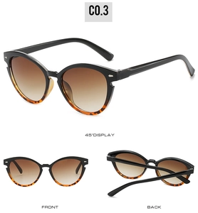 Cat-Eye Sonnenbrille Detail mit Leopardenrahmen und silbernen Nietakzenten