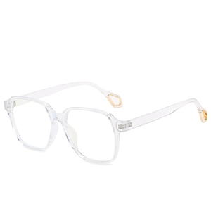 Stylische quadratische Blaulichtfilter-Brille mit goldenen Metallakzenten an den Bügeln