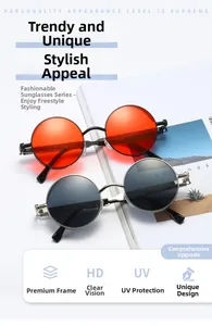 Detail of steampunk sunglasses with metallic spring temples and high-definition UV lenses