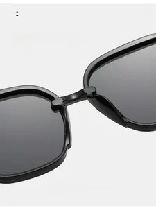 Detail of comfortable nose pads on black square frame sunglasses for pressure-free wear