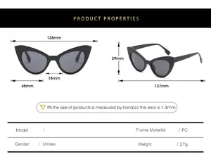 Tableau des tailles détaillé des lunettes œil de chat montrant les mesures du cadre