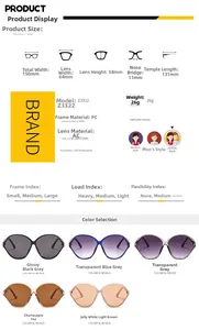 Detailed sizing chart and specifications for large frame oval fashion sunglasses