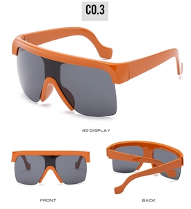 Vues détaillées de lunettes de soleil masque orange oversize avec verres gris