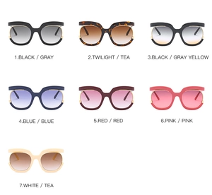 Selection of oversized fashion sunglasses with metallic top bars in seven colors