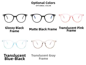 Detailed display of vintage round eyeglass frames in five stylish transparent colors