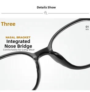 Detailed close-up of the integrated nose pads on glossy black full-rim glasses frame