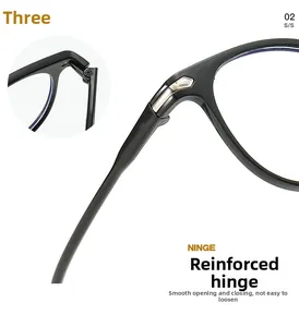 Close-up of reinforced metal hinges on vintage black square glasses for durability