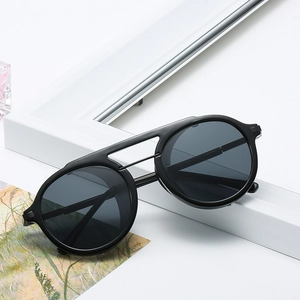 Steampunk sunglasses in black round frame with double bridge design for men and women