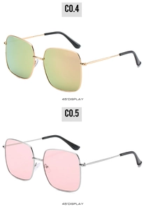 Dual set of square metal sunglasses in gold and silver frames with gradient lenses