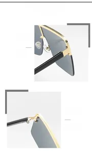 Detailed close-up showing the nose pads and hinge structure of oversized sunglasses