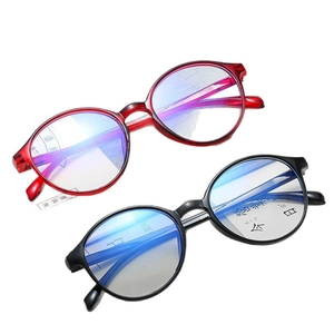 Retro anti-blue light oval glasses frames in wine red and black colors for men and women