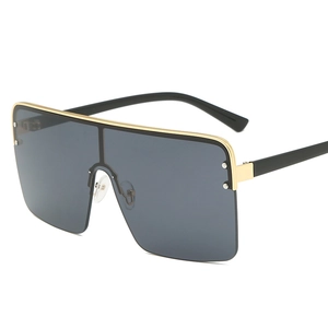 Oversized Shield Sunglasses One Piece Flat Top UV400 Gradient Lens Metal Frame Fashion Eyewear Men Women