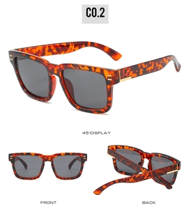 Classic tortoise shell square sunglasses with gold metal accents shown in multi-angle view