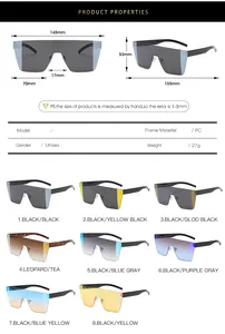 Tableau détaillé des tailles pour lunettes de soleil oversize avec dimensions et matériau PC