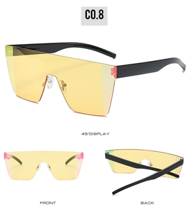 Vues détaillées multi-angles de lunettes de soleil masque tendance aux verres jaunes