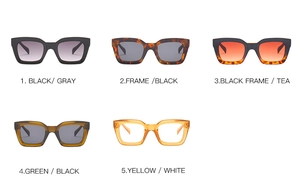 Comparaison détaillée de lunettes de soleil carrées en noir, écaille et vert forêt