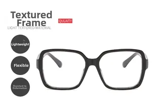 Detail of lightweight black square full-rim glasses frame with flexible and durable texture