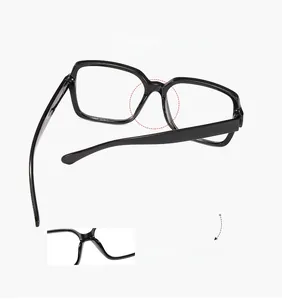 Detail view of the black retro eyeglass frames showing the comfortable nose bridge design