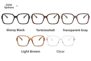 Detailed comparison of square thick-frame glasses in black, tortoiseshell and clear tones