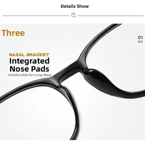 Detail view of the black round frames showing the integrated nasal bracket design