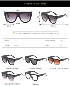 Detailed size chart for retro square sunglasses showing frame width and temple length