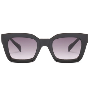 Lunettes de soleil carrées classiques à monture noire et verres dégradés violets pour homme femme