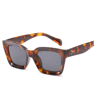 Lunettes de soleil carrées en écailles avec verres foncés et rivets métalliques