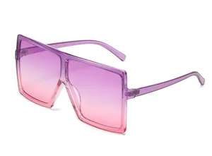 Fashion oversized square sunglasses with purple pink gradient lenses and purple frame