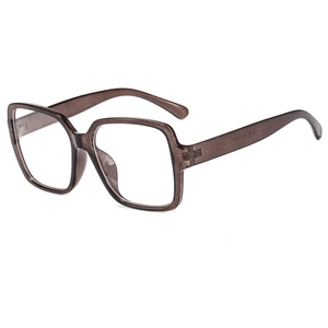Classic large square frame glasses in translucent brown with durable plastic material