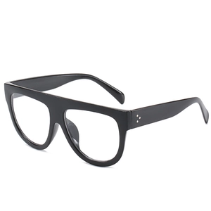 Retro flat top oversized sunglasses in black acetate with triple metal dot rivets