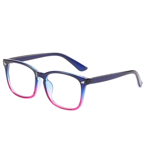 Occhiali quadrati retrò con montatura sfumata blu e rosa e lenti trasparenti