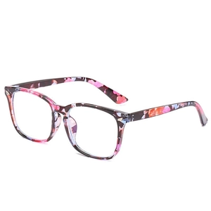 Occhiali da computer quadrati oversize retrò con montatura a fiori colorati per unisex