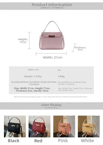 Macro detail of crocodile texture PU leather handbag with dimensions and color options