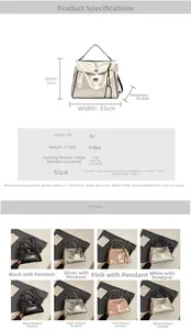Detailed size chart for the PU leather tote bag with measurements in centimeters