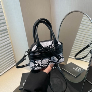 Mini snake pattern Boston bag with top handles and adjustable strap for women