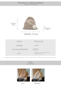 Detailed size specifications for hollow woven bag with daisy charm and dimensions